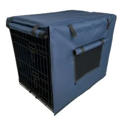Dog Crate Cover With Windows, Blue