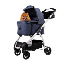 Ibiyaya CLEO Pet Stroller & Car Seat Travel System, Blue Jeans -Petkit Shop 02 FS2191 B dog stroller fix 2