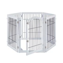 Wooden Dog Pen And Six Panel Pet Gate, White -Petkit Shop 38 bcdf1ef7 fc87 42f0 9a3b 092e0013a081