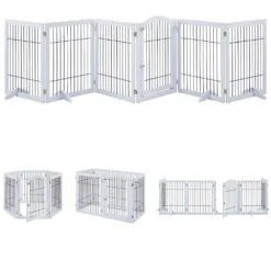 Wooden Dog Pen And Six Panel Pet Gate, White -Petkit Shop 46 558b05e3 97bb 415a 9dce 2a13468f260a