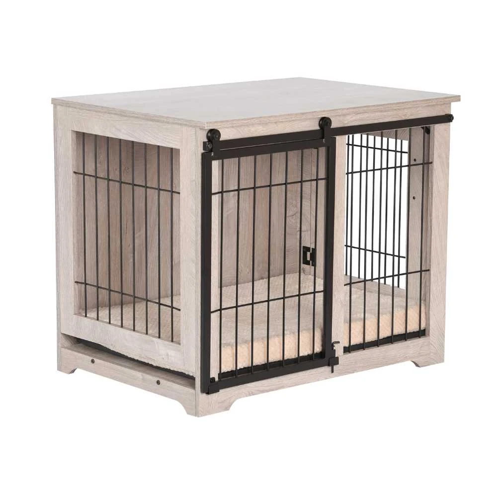 Sliding Door Wooden Dog Crate, Weathered Oak 4 Sliding Door Wooden Dog Crate, Weathered Oak - Image 2