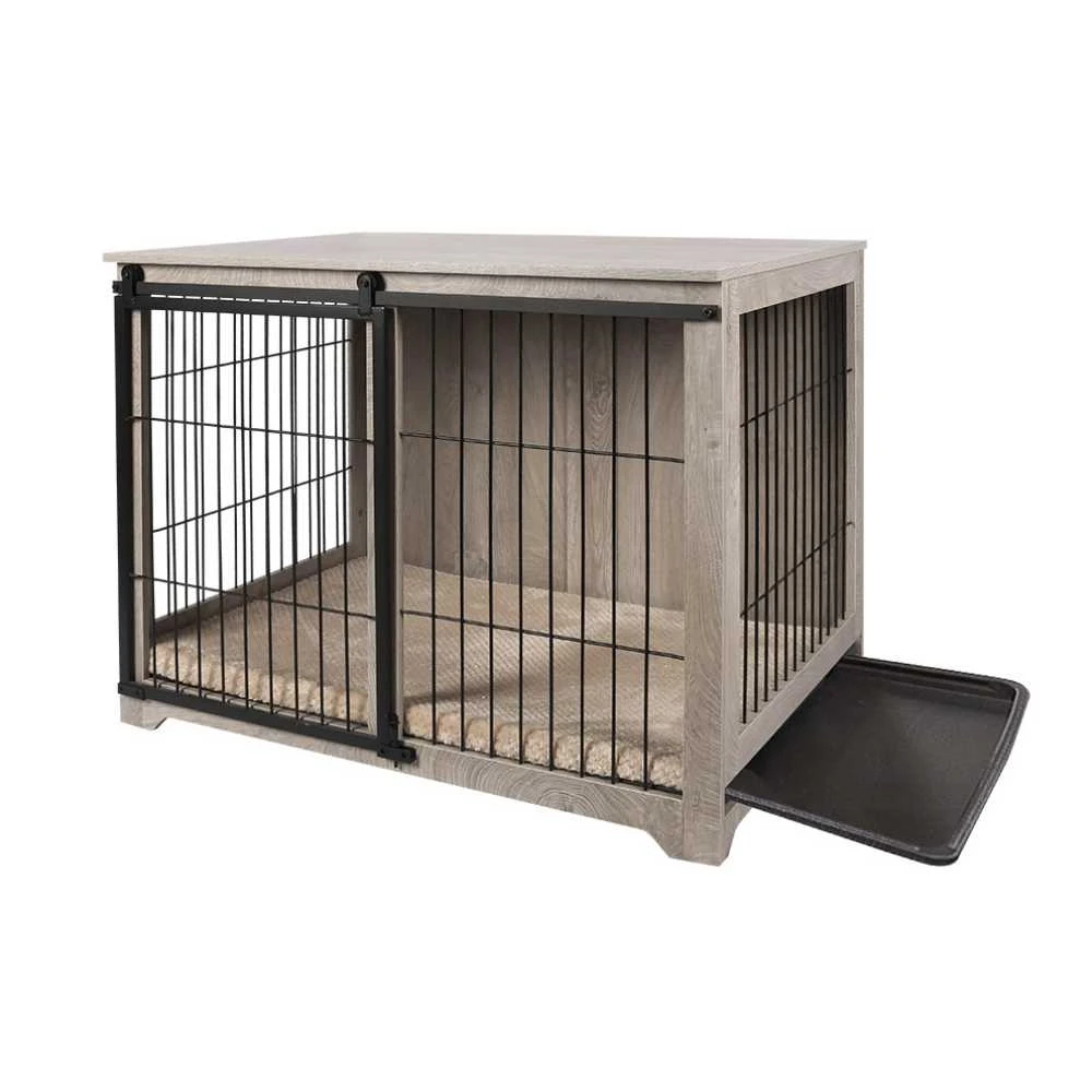 Sliding Door Wooden Dog Crate, Weathered Oak 5 Sliding Door Wooden Dog Crate, Weathered Oak - Image 3