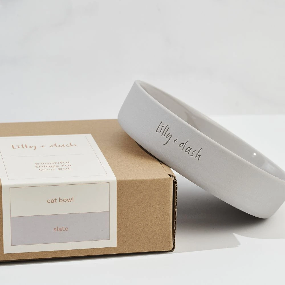 Ceramic Cat Bowl, Slate 4 Ceramic Cat Bowl, Slate - Image 2