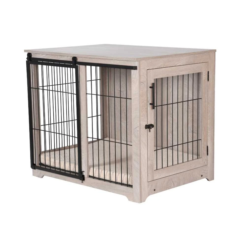 Sliding Door Wooden Dog Crate, Weathered Oak 6 Sliding Door Wooden Dog Crate, Weathered Oak - Image 4