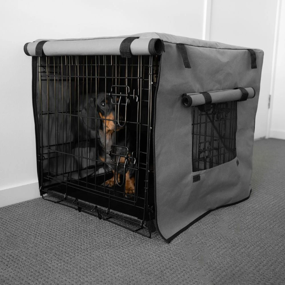 Dog Crate Cover With Windows, Grey 7 Dog Crate Cover With Windows, Grey - Image 5
