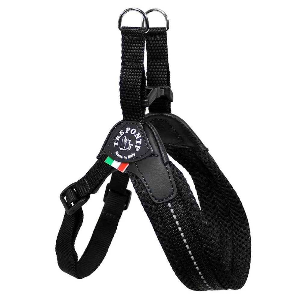Tre Ponti Mesh Adjustable Girth Easy Fit Pet Harness, Black 3 Tre Ponti Mesh Adjustable Girth Easy Fit Pet Harness, Black