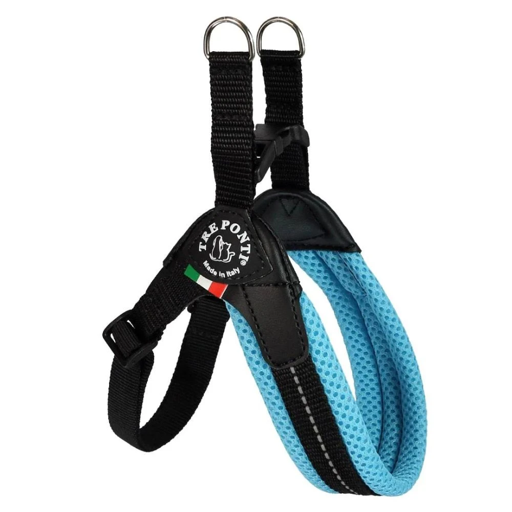 Tre Ponti Mesh Adjustable Girth Easy Fit Pet Harness, Blue 3 Tre Ponti Mesh Adjustable Girth Easy Fit Pet Harness, Blue