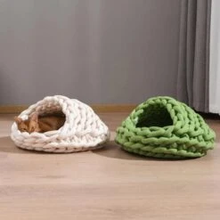 Michu Chunky Knit Soft Cat Bed Cave, Olive Green -Petkit Shop 85 02260fba 98d4 4d96 8a8a fb8e46fc0893
