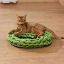 Michu Chunky Knit Soft Cat Bed Cave, Olive Green -Petkit Shop 91 7d672670 4904 46b9 bb0f bb0aeb0fb25f
