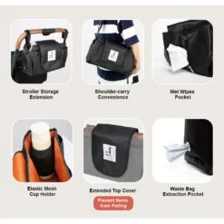 Ibiyaya Stroller Organiser Carrier, Black -Petkit Shop FP0032 008 1