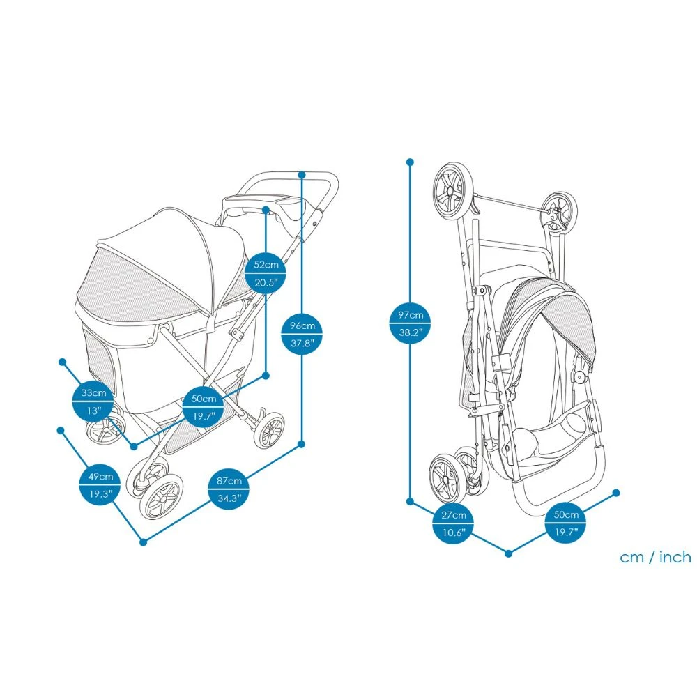 Ibiyaya Easy Strolling Pet Buggy Pram, Simple Grey 11 Ibiyaya Easy Strolling Pet Buggy Pram, Simple Grey - Image 9