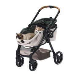 Ibiyaya Retro Luxe Pet Stroller For Cats & Dogs, Soft Sage -Petkit Shop FS2102 GN 03