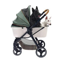 Ibiyaya Retro Luxe Pet Stroller For Cats & Dogs, Soft Sage -Petkit Shop FS2102 GN 04