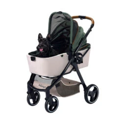 Ibiyaya Retro Luxe Pet Stroller For Cats & Dogs, Soft Sage -Petkit Shop FS2102 GN 07