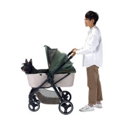 Ibiyaya Retro Luxe Pet Stroller For Cats & Dogs, Soft Sage -Petkit Shop FS2102 GN 08