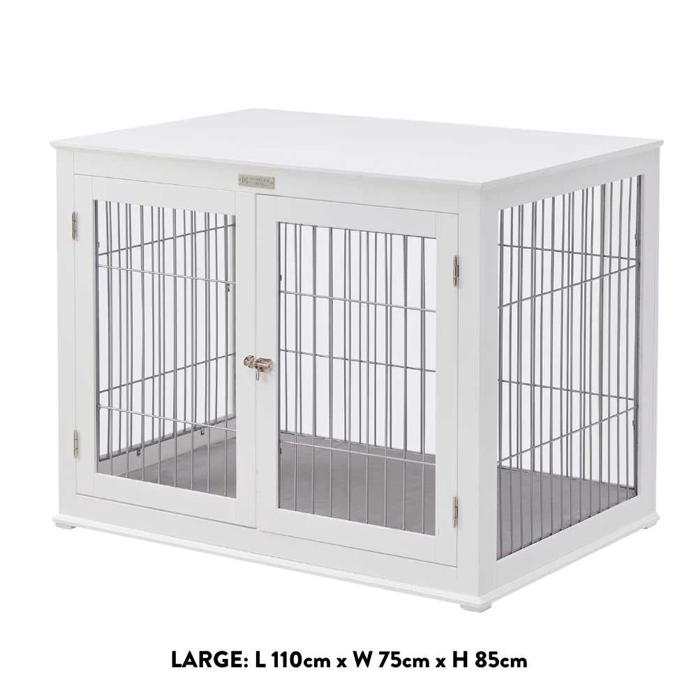 Solid Top Wooden Dog Crate, White 9 Solid Top Wooden Dog Crate, White - Image 7
