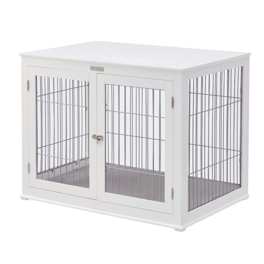 Solid Top Wooden Dog Crate, White 6 Solid Top Wooden Dog Crate, White - Image 4