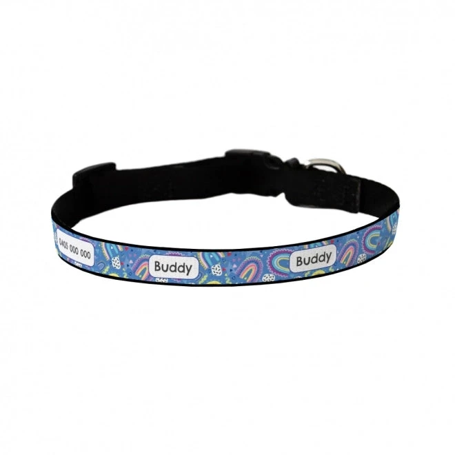 Personalised Dog Collar - Rainbow Dreams 3 Personalised Dog Collar - Rainbow Dreams
