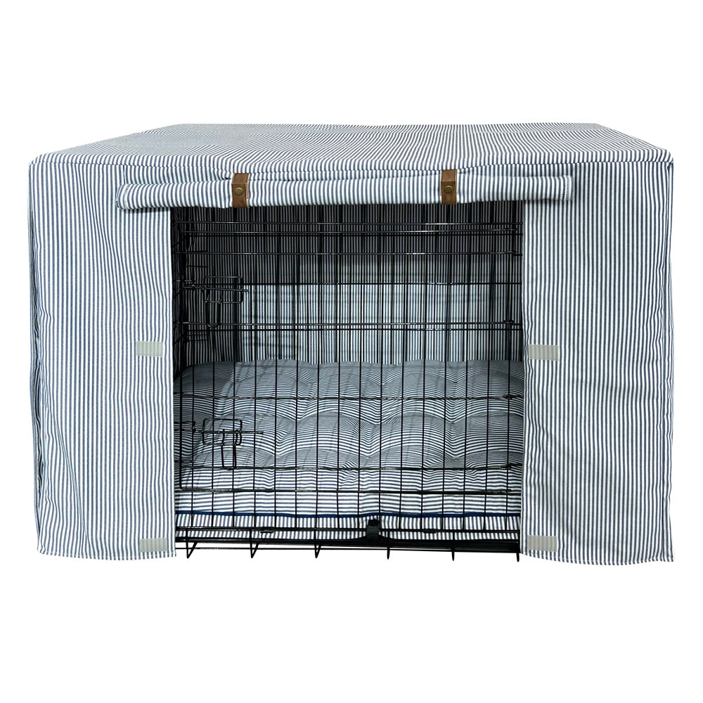 Premium Dog Crate Cover, Blue Denim Stripe 3 Premium Dog Crate Cover, Blue Denim Stripe