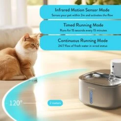 Cordless Sensor Pet Water Fountain, Stainless Steel -Petkit Shop PW W4 S1 2
