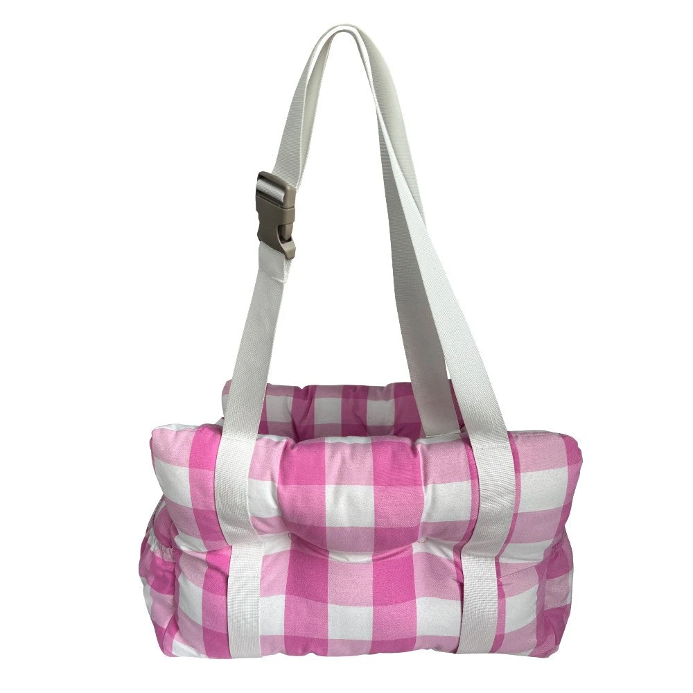 Premium Dog Car Seat, Pink Check 5 Premium Dog Car Seat, Pink Check - Image 3