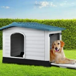 Outdoor Dual-Entry Dog House, Blue -Petkit Shop dsz dog house outdoor dog house waterproof plastic kennel large blue 15108709548135