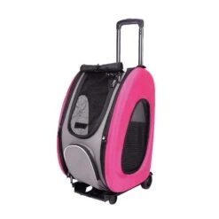Ibiyaya EVA 4-in-1 Combo Pet Carrier On Wheels, Hot Pink