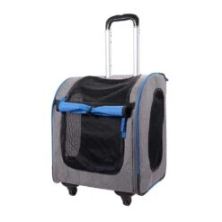 Ibiyaya Liso Backpack Trolley Pet Carrier On Wheels, Slate Sapphire