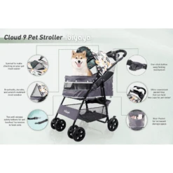 Ibiyaya Cloud 9 Pet Stroller For Dogs & Cats, Mint Green -Petkit Shop ibiyaya pet pram ibiyaya cloud 9 pet stroller for dogs cats up to 20kg mint green 23765098692807