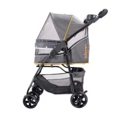Ibiyaya Cloud 9 Pet Stroller For Dogs & Cats, Mustard Yellow -Petkit Shop ibiyaya pet pram ibiyaya cloud 9 pet stroller for dogs cats up to 20kg mustard yellow 15638467018855