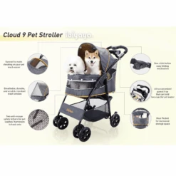 Ibiyaya Cloud 9 Pet Stroller For Dogs & Cats, Mustard Yellow -Petkit Shop ibiyaya pet pram ibiyaya cloud 9 pet stroller for dogs cats up to 20kg mustard yellow 15638469116007