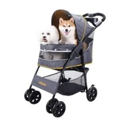 Ibiyaya Cloud 9 Pet Stroller For Dogs & Cats, Mustard Yellow -Petkit Shop ibiyaya pet pram ibiyaya cloud 9 pet stroller for dogs cats up to 20kg mustard yellow 31865895682247