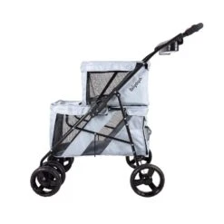 Ibiyaya Double Decker Dog Cat Bus Pet Pram, Silver Grey -Petkit Shop ibiyaya pet pram ibiyaya double decker dog cat bus pet pram silver grey 6635731320935