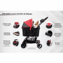 Ibiyaya Easy Strolling Pet Buggy Pram, Rouge -Petkit Shop ibiyaya pet pram ibiyaya easy strolling pet buggy pram rouge 15029359181927