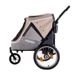 Ibiyaya Happy Pet V2 Bike Trailer & Jogger, Latte -Petkit Shop ibiyaya pet pram ibiyaya happy pet trailer v2 bike trailer jogger for dogs latte 23766742958279