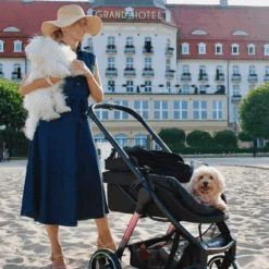 Ibiyaya Retro Luxe Pet Stroller For Cats & Dogs, Prism Black -Petkit Shop ibiyaya pet pram retro luxe pet stoller for cats dogs up to 35kg prism black 36255719784667