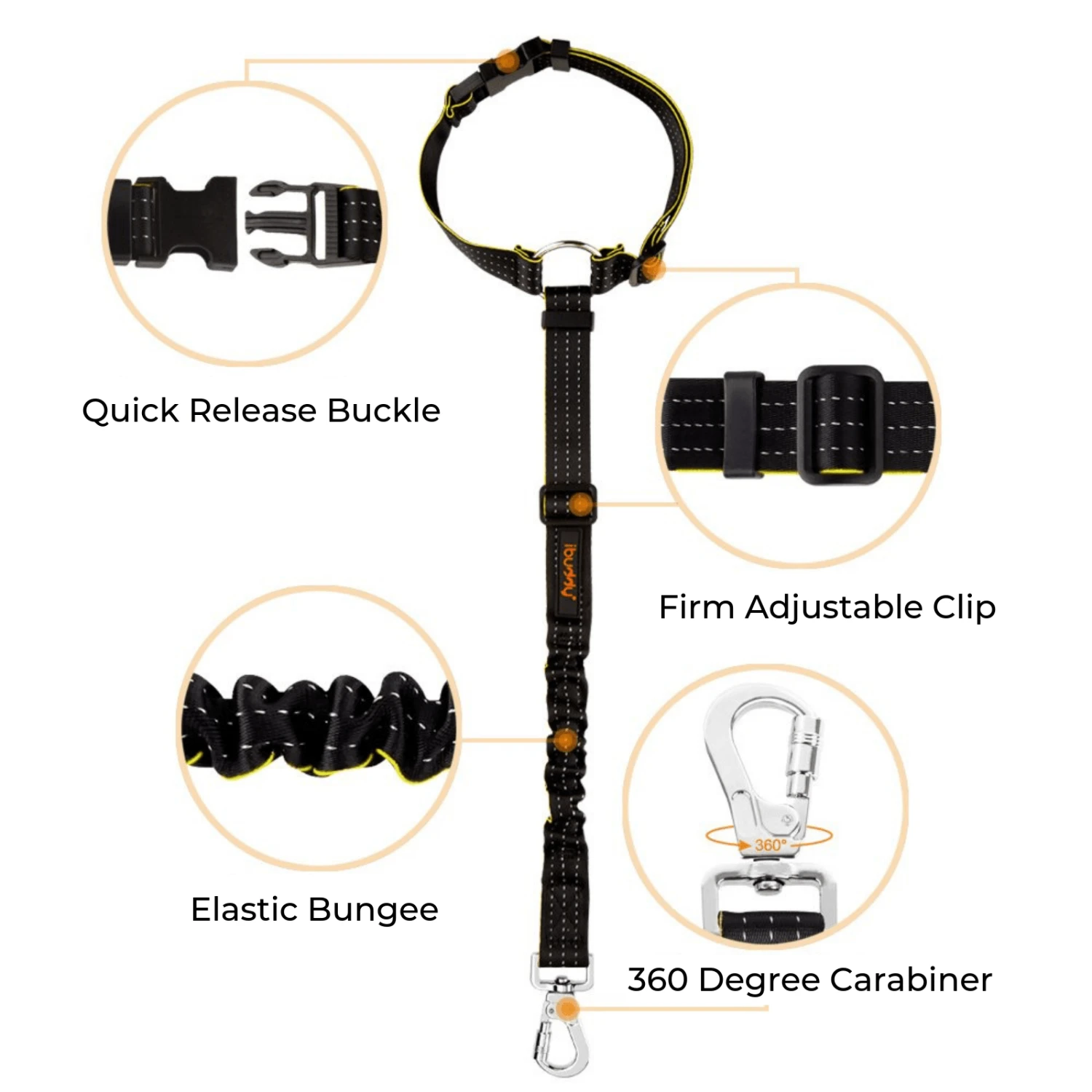 IBuddy Dog Seat Belt For Cars, Headrest Restraint With Locking Carabiner 4 IBuddy Dog Seat Belt For Cars, Headrest Restraint With Locking Carabiner - Image 2