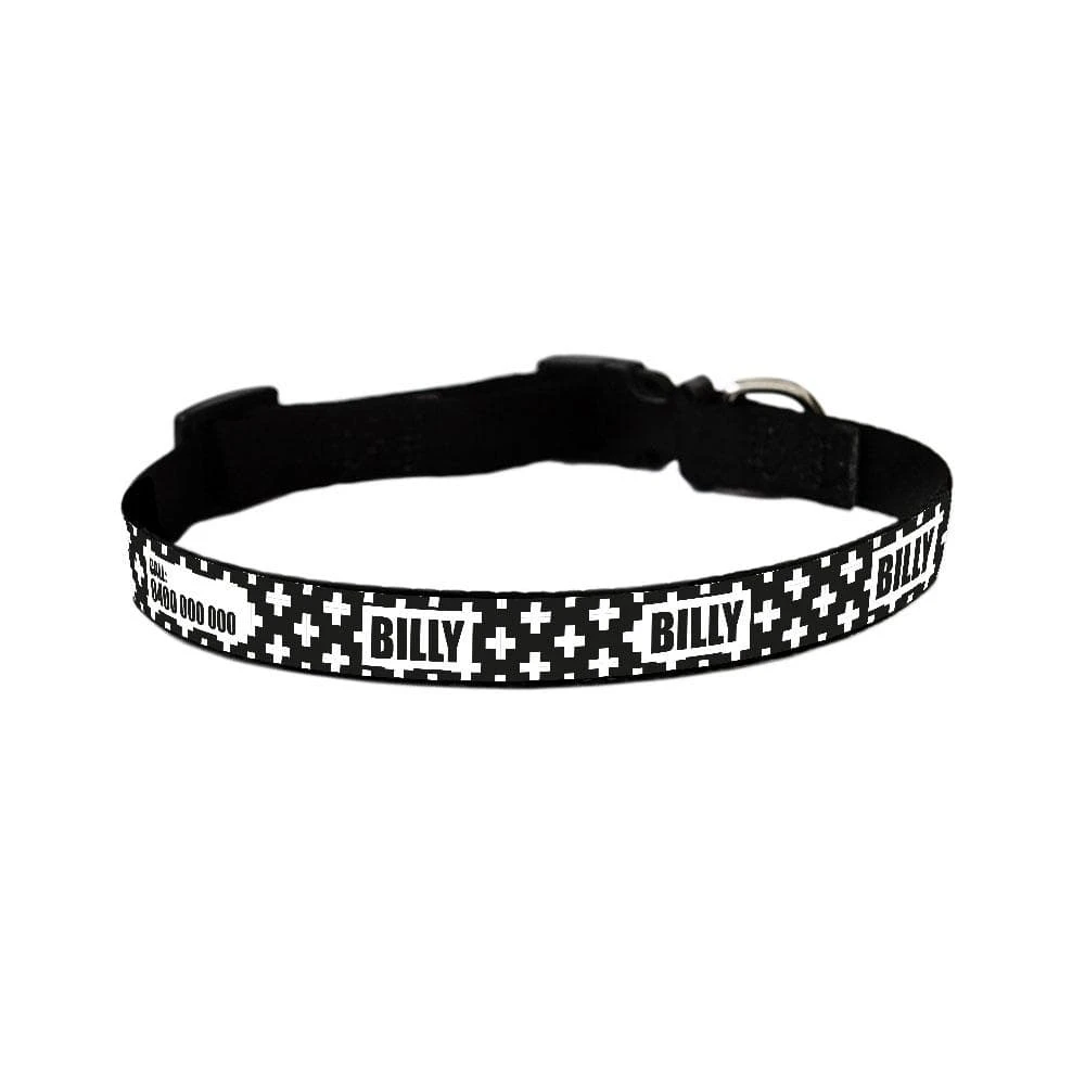 Personalised Dog Collar - Monochrome Cross 3 Personalised Dog Collar - Monochrome Cross
