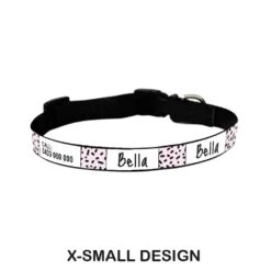 Personalised Dog Collar - Squiggle, Pink -Petkit Shop id pet dog collar x small 20 31cm personalised dog collar squiggle pink 31863376806087