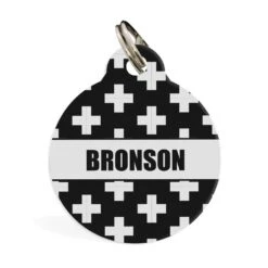 Pet ID Tag - Monochrome Cross