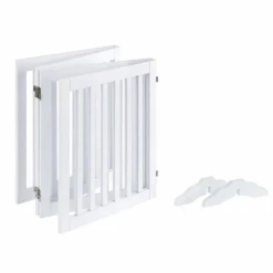 Four Panel Freestanding Dog Gate, White 13 Four Panel Freestanding Dog Gate, White -Petkit Shop modern pets containment four panel freestanding dog gate white 31867907899591
