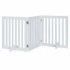 Three Panel Freestanding Dog Gate, White 1 Three Panel Freestanding Dog Gate, White -Petkit Shop modern pets containment three panel freestanding dog gate white 31982769897671