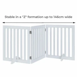 Three Panel Freestanding Dog Gate, White -Petkit Shop modern pets containment three panel freestanding dog gate white 31982769963207