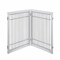 Wooden Dog Pen And Pet Gate Two-Panel Extension, White