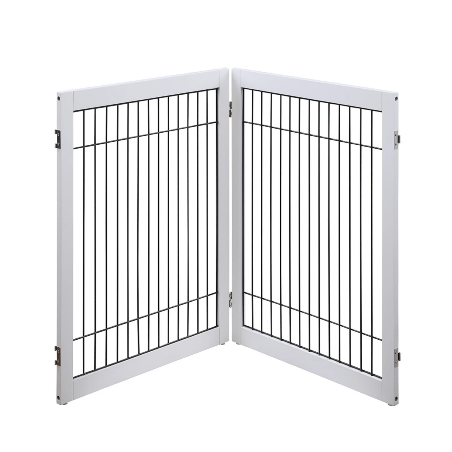 Wooden Dog Pen And Pet Gate Two-Panel Extension, White 3 Wooden Dog Pen And Pet Gate Two-Panel Extension, White