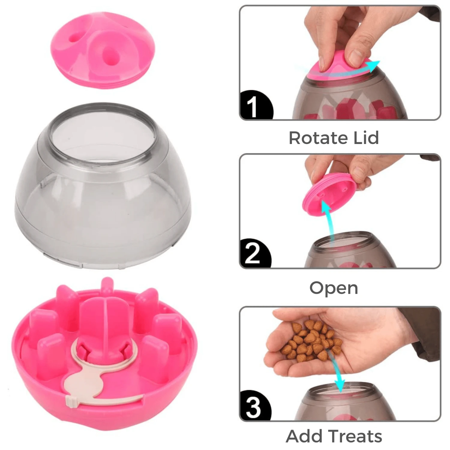 Dog Tumbler Feeder Toy, Pink 5 Dog Tumbler Feeder Toy, Pink - Image 3