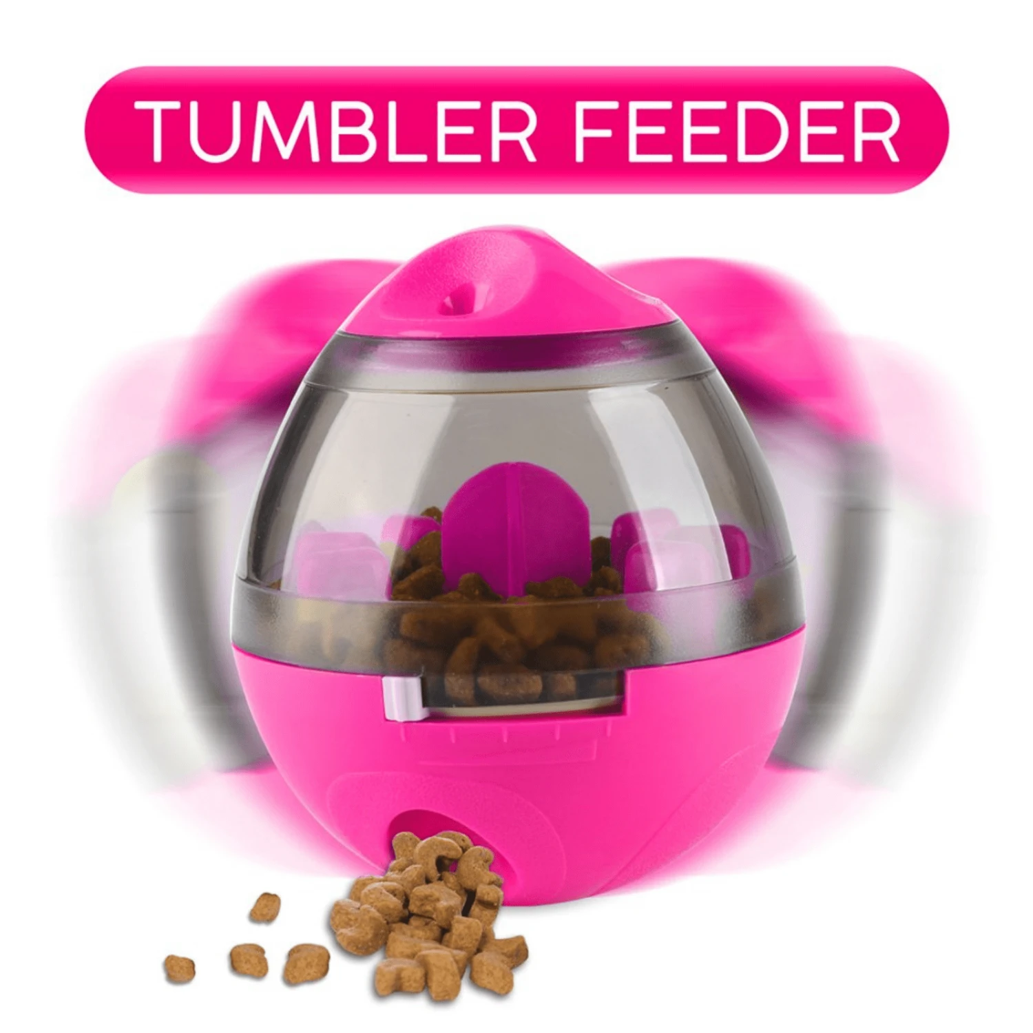 Dog Tumbler Feeder Toy, Pink 4 Dog Tumbler Feeder Toy, Pink - Image 2