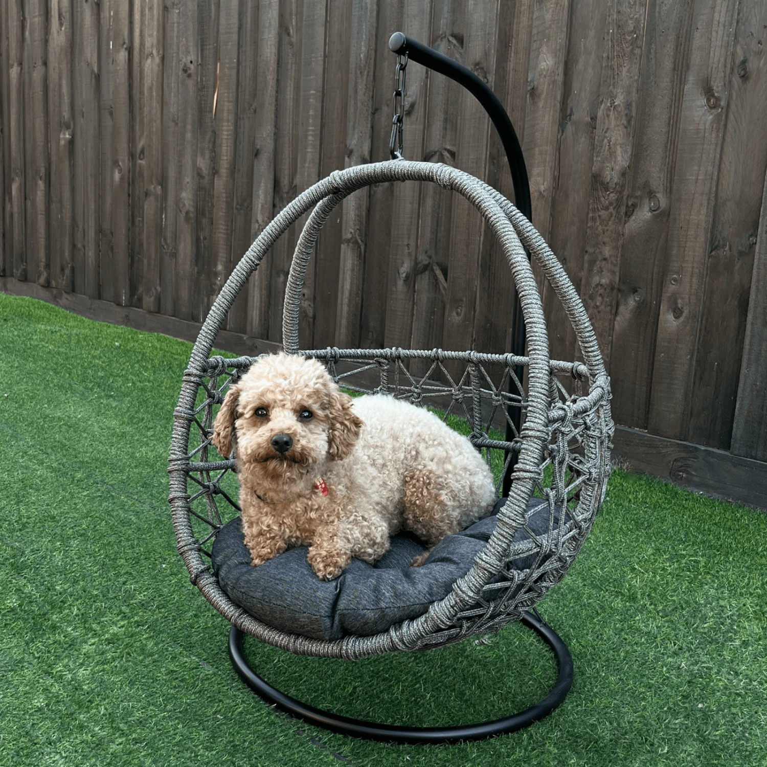 Esmee II Wicker Rope Hanging Pet Bed, Grey 4 Esmee II Wicker Rope Hanging Pet Bed, Grey - Image 2