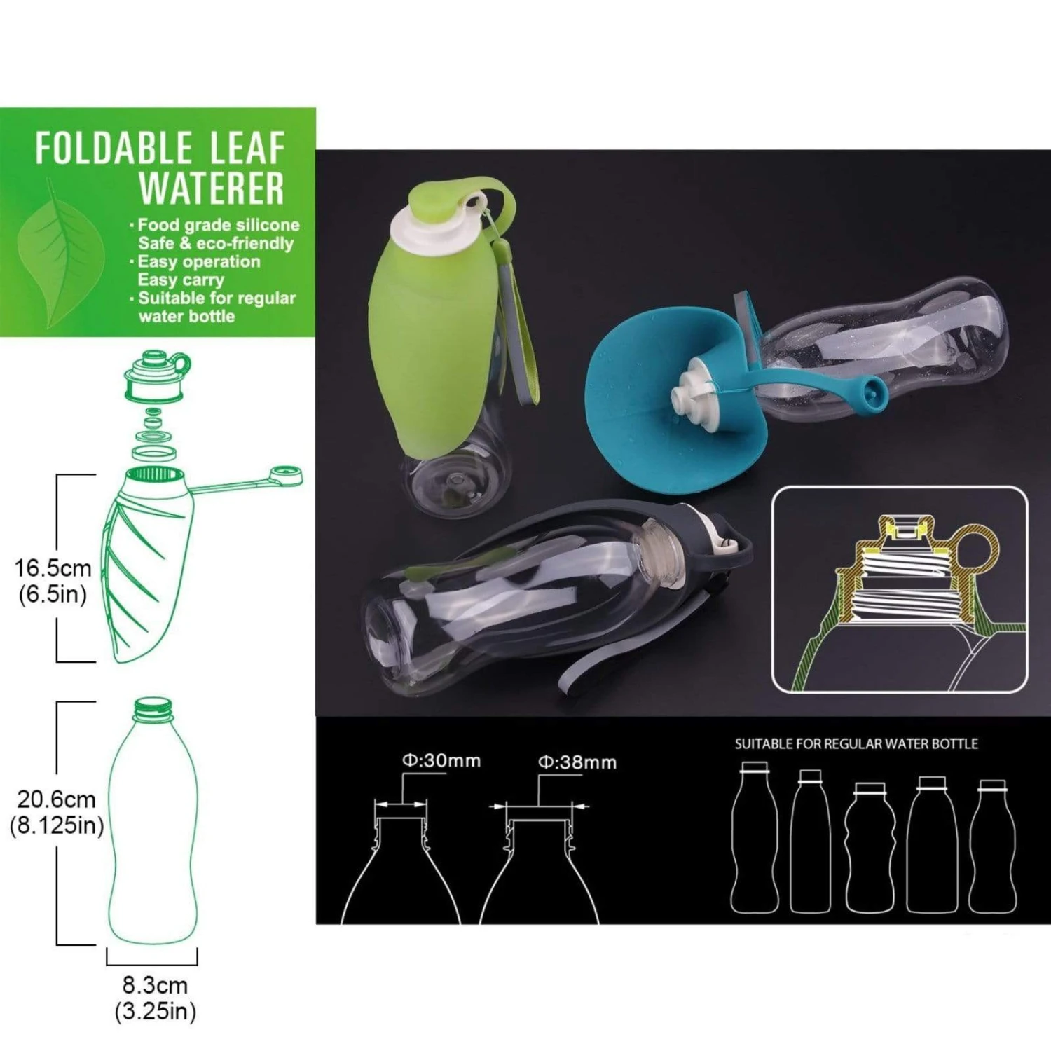 Dog Water Bottle With Silicone Bowl, Blue 8 Dog Water Bottle With Silicone Bowl, Blue - Image 6