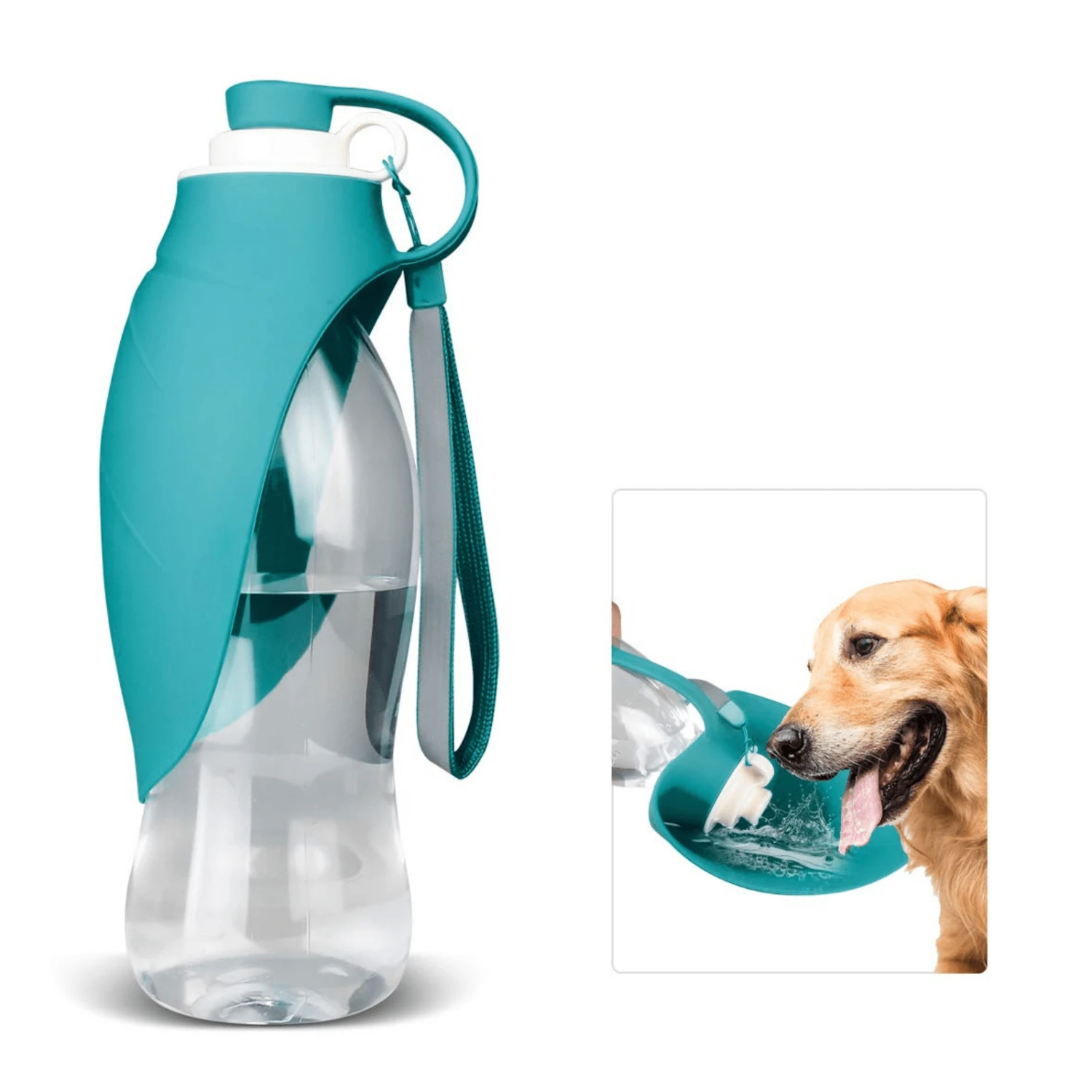 Dog Water Bottle With Silicone Bowl, Blue 3 Dog Water Bottle With Silicone Bowl, Blue